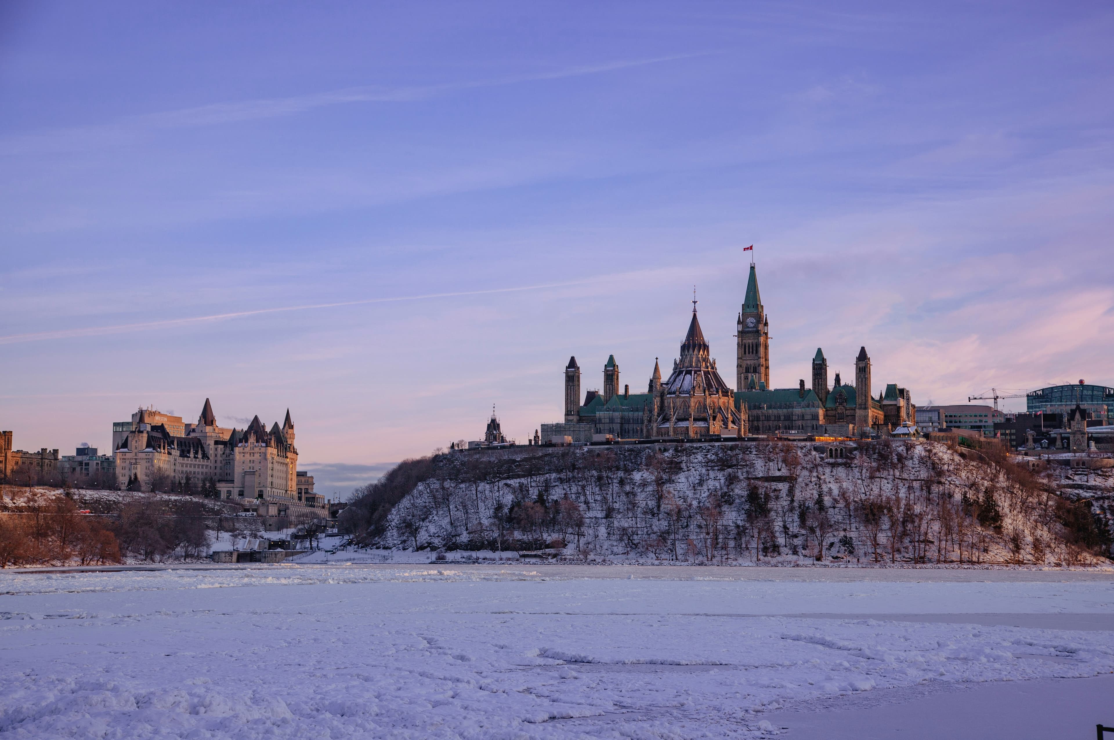 Ottawa skyline during a winter evening