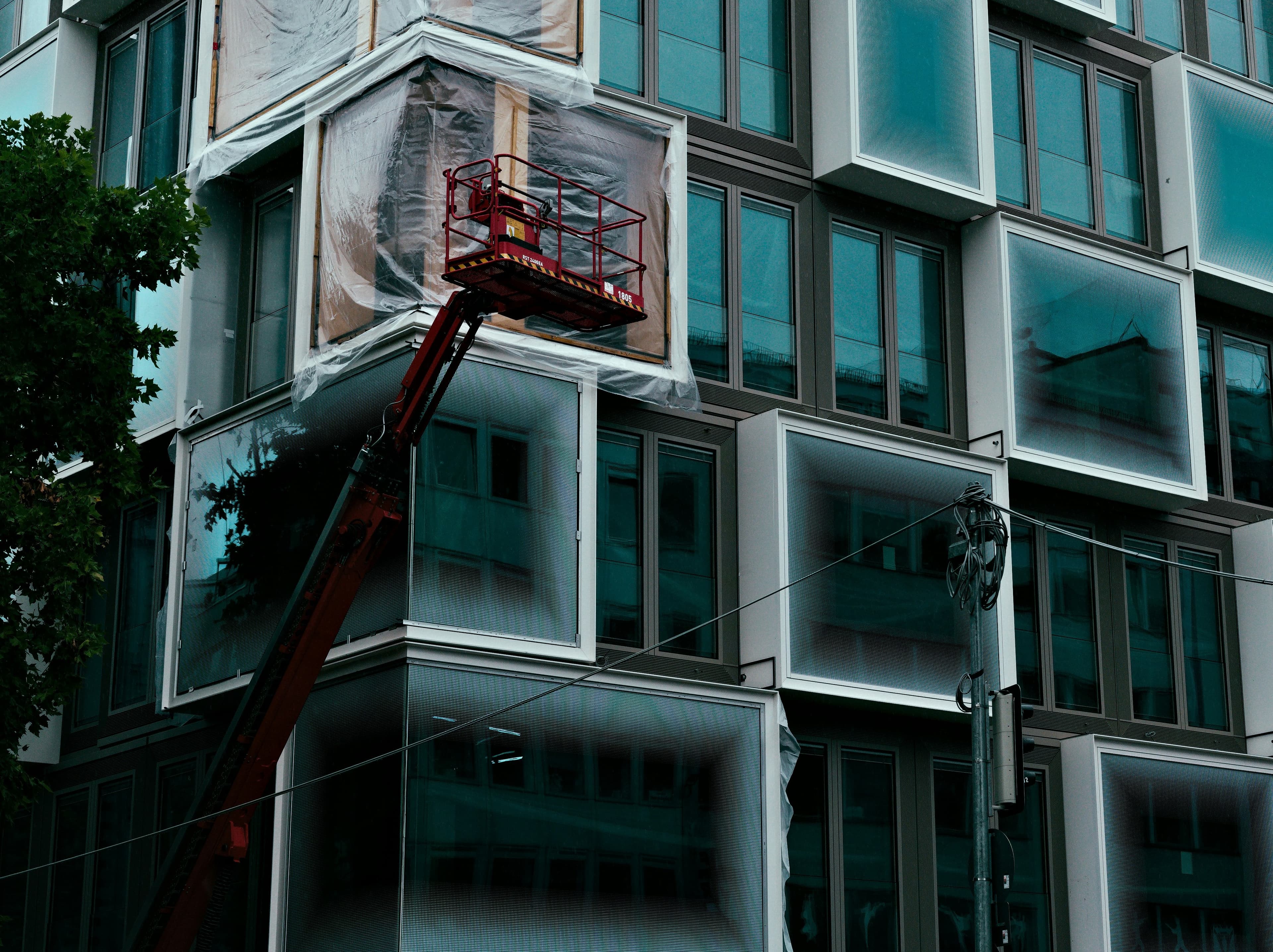Building exterior illustrating building envelope and construction systems